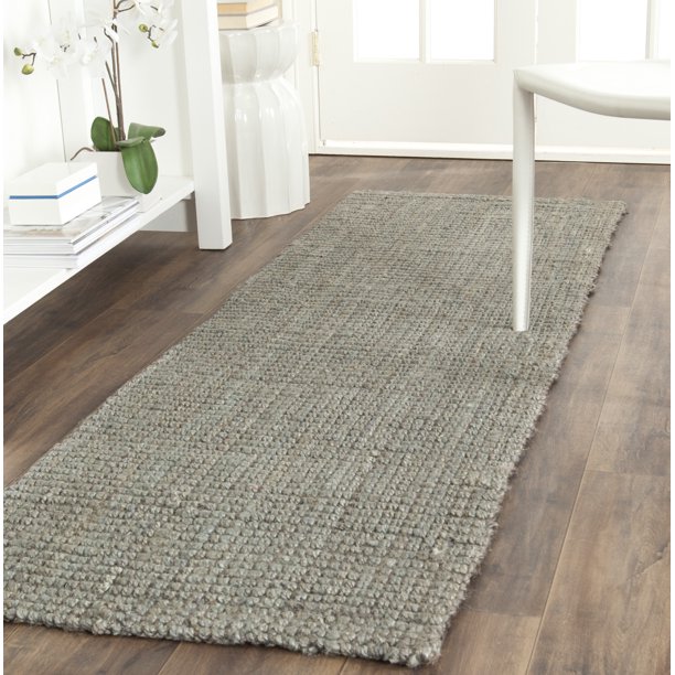 SAFAVIEH Natural Fiber Milica Braided Jute Runner Rug, Grey, 2'3" x 13