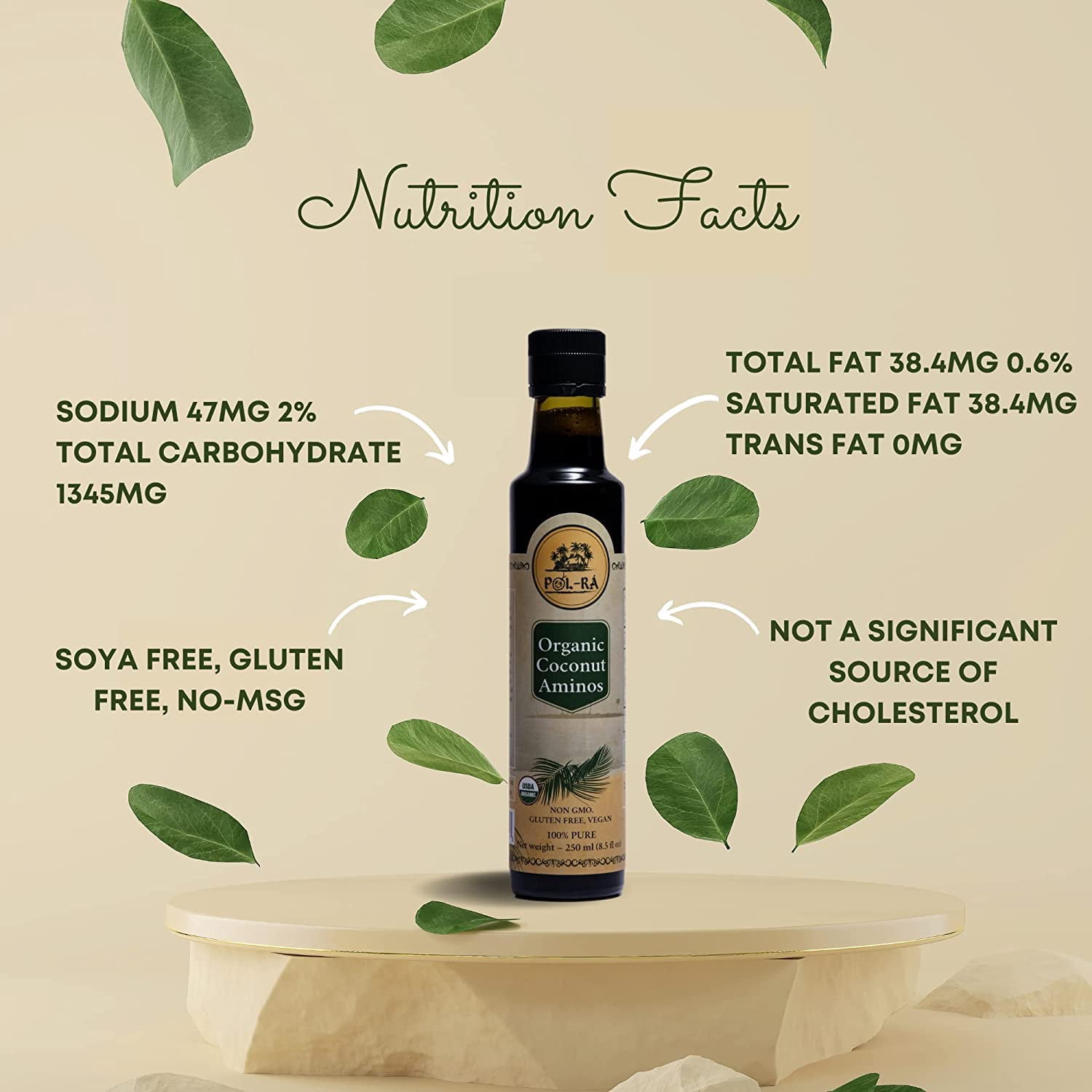 P L-RA  Organic Coconut Aminos - Soy Sauce Alternative - Vegan, Paleo & Keto - Low Glycemic, Low Sodium - Marinade Substitute - Gluten Free - Soy Free - Kosher - 8.5 oz (50 Servings) - Pack of 4