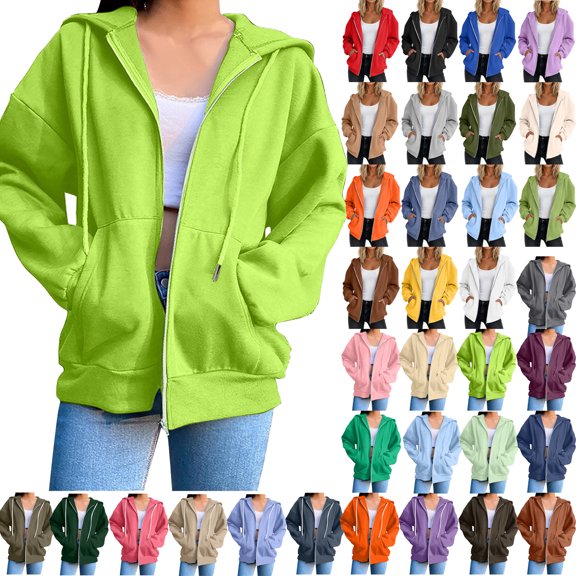 Plus Size Jackets For Women Long Sleeve Casual Pockets Green Winter Sweatshirts ( 2XL )