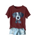 thumbnail image 2 of Qulqfy Cartoon Shirts Women Puppy Cute Dog Print Shirts Short Sleeve Graphic Womens Red Tops M, 2 of 4