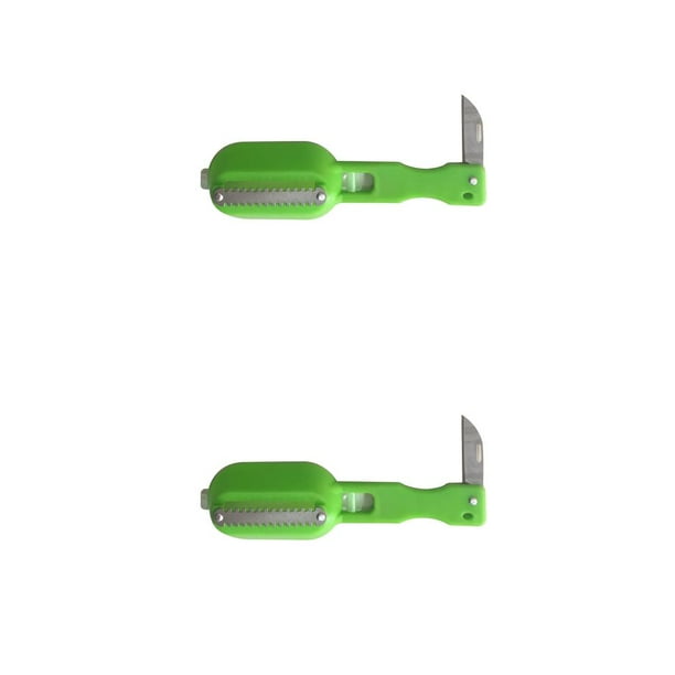 Moyic pelador de escamas de pescado raspador de acero inoxidable removedor de piel suministros para el hogar herramienta de limpieza rápida verde 2piezas