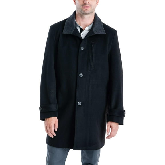 London Fog Mens Clark Wool Blend Midi Top Coat