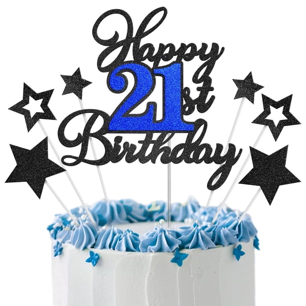 Set de decoración para tartas de cumpleaños número 21 de Cake Topper OfficCreative