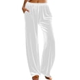 thumbnail image 2 of Velvet Pants Women 2026 Fall Winter Elastic Waist Drawstring Wide Straight Leg Casual Loose Dressy Pants with Pockets, 2 of 6