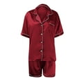 thumbnail image 2 of Gibobby conjunto de bragas Pijama Mujer Camisón Ropa de dormir Traje Conjuntos de lencería Corto Sexy Mujer Short Robe Sexy Pijama de mujer Conjunto de pijama de satén suelto(Rojo, XL), 2 of 4