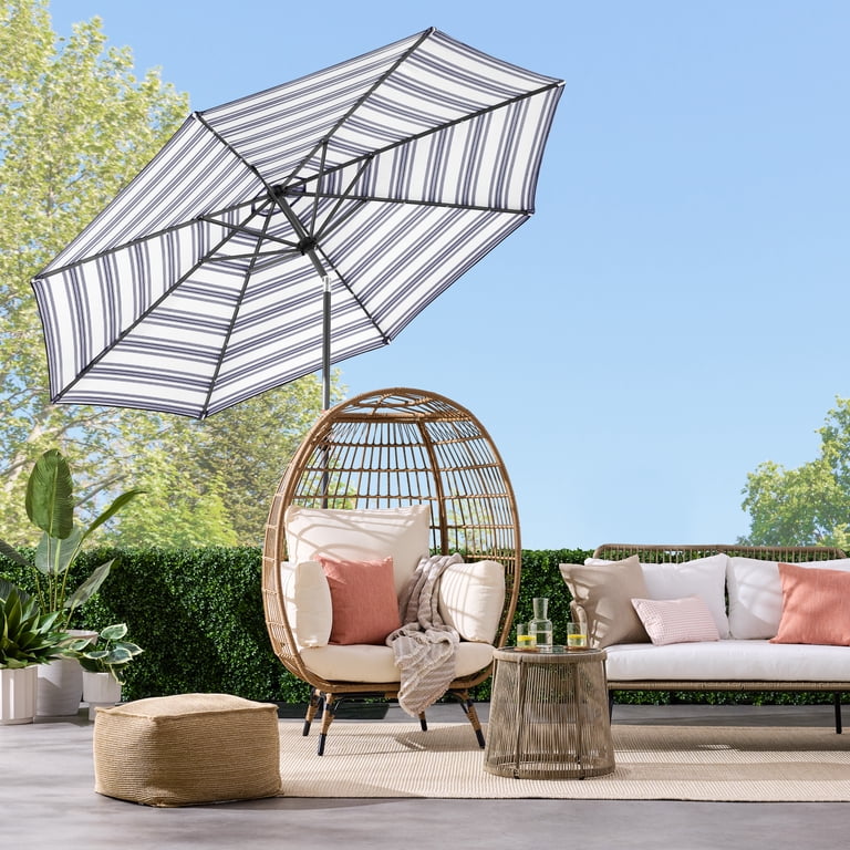 charcoal gray patio umbrella Outsunny Tassel Decorative Deck Shade Umbrella, 9FT Premium Portable Rain Umbrella with Crank Handle, Ideal for Outside