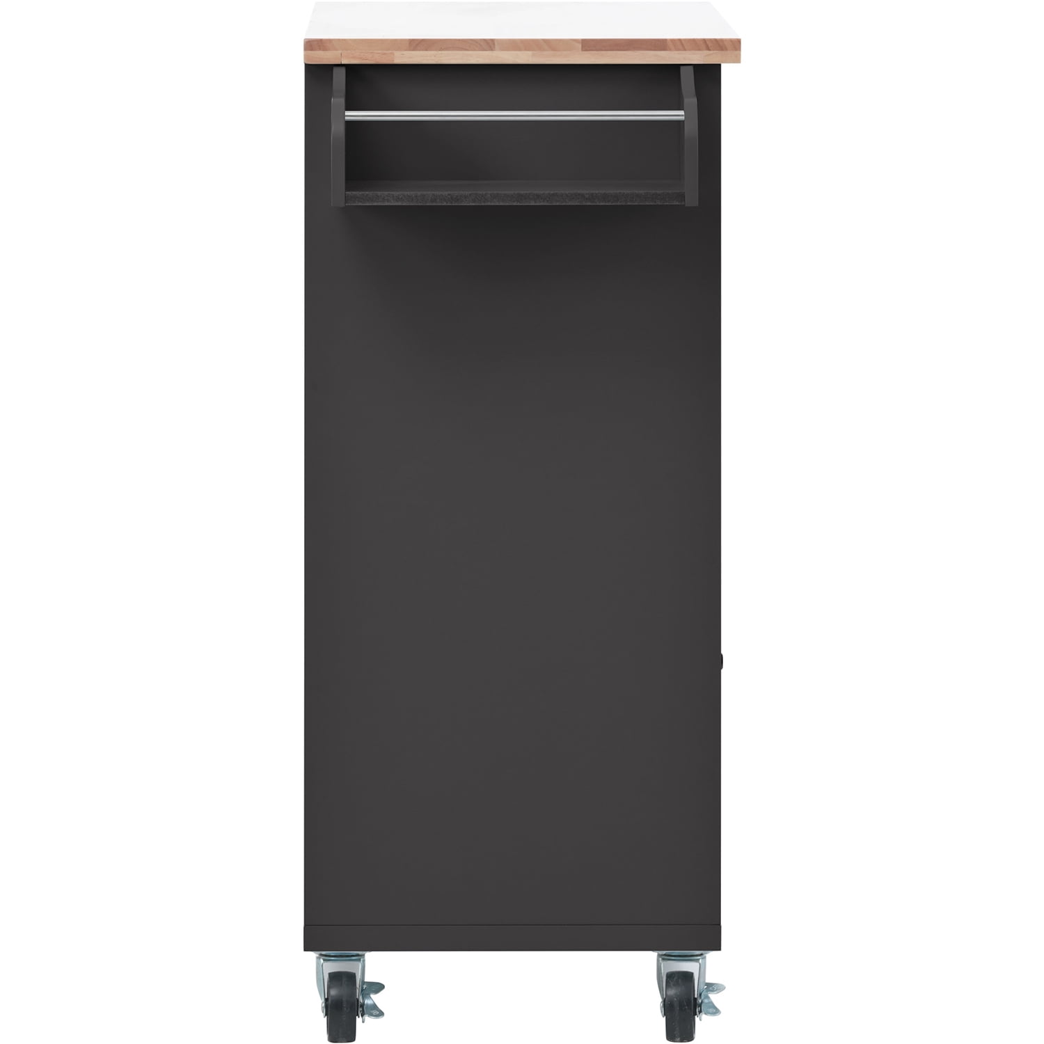 Kepooman Rubber Wood Kitchen Cart with Locking Wheels & 3 Open Shelves, Towel Rack, Kitchen Trolley for Indoor Spaces in Black Kepooman Rubber Wood Kitchen Cart with Locking Wheels & 3 Open Shelves, Towel Rack, Kitchen Trolley for Indoor Spaces in Black
