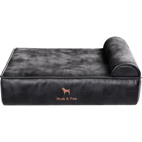 NOAH & PAW Small Dog Bed, 20x15x6.5 Inch, Cat Bed for Indoor Cats, Orthopedic Eggshell Memory Foam Infused with Cooling Gel, Waterproof, Machine Washable, Includes Inner Cover (Vegan Leather)
