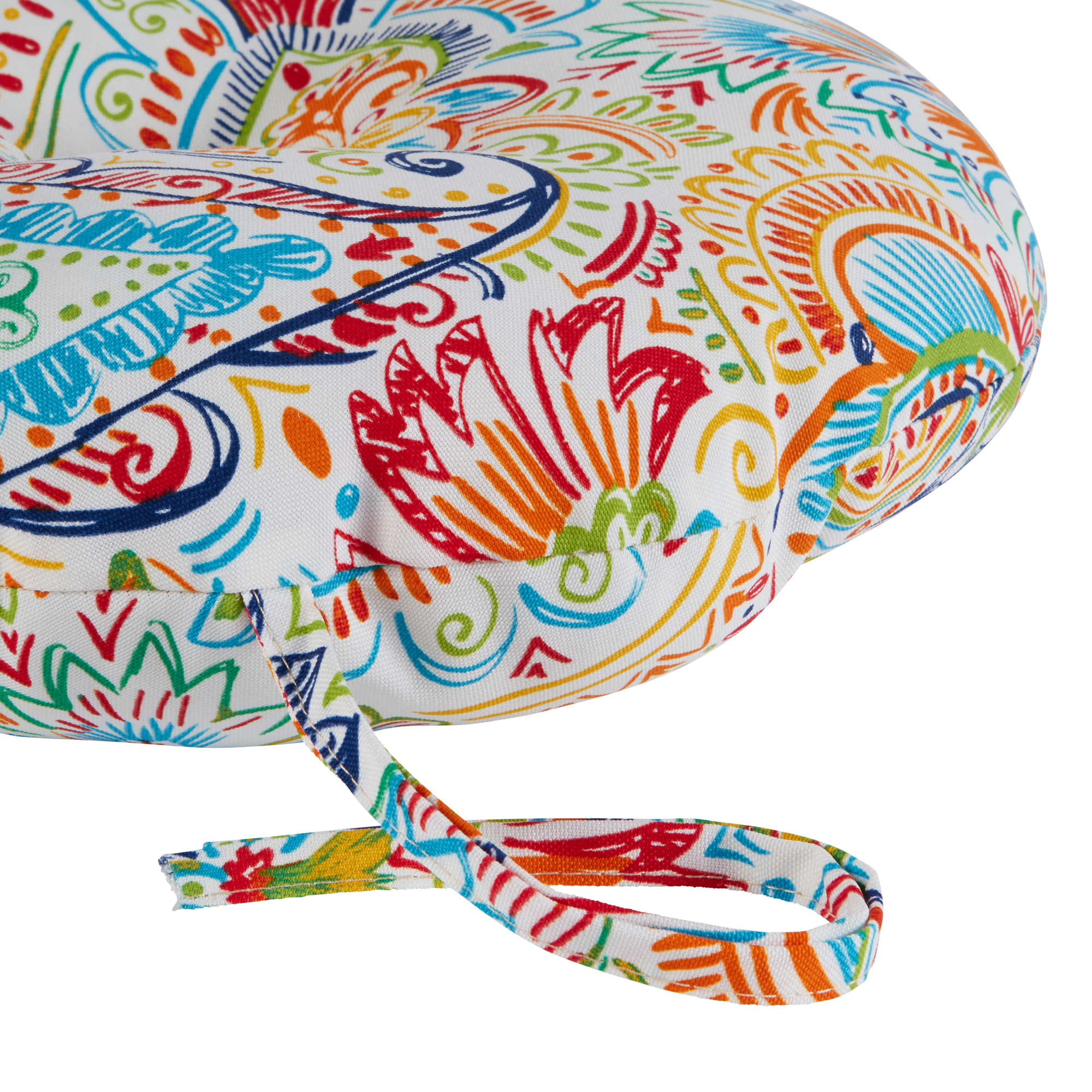 Greendale Home Fashions Jamboree Paisley 15 in. Round Outdoor Reversible Bistro Seat Cushion (Set of 2) - image 3 of 7