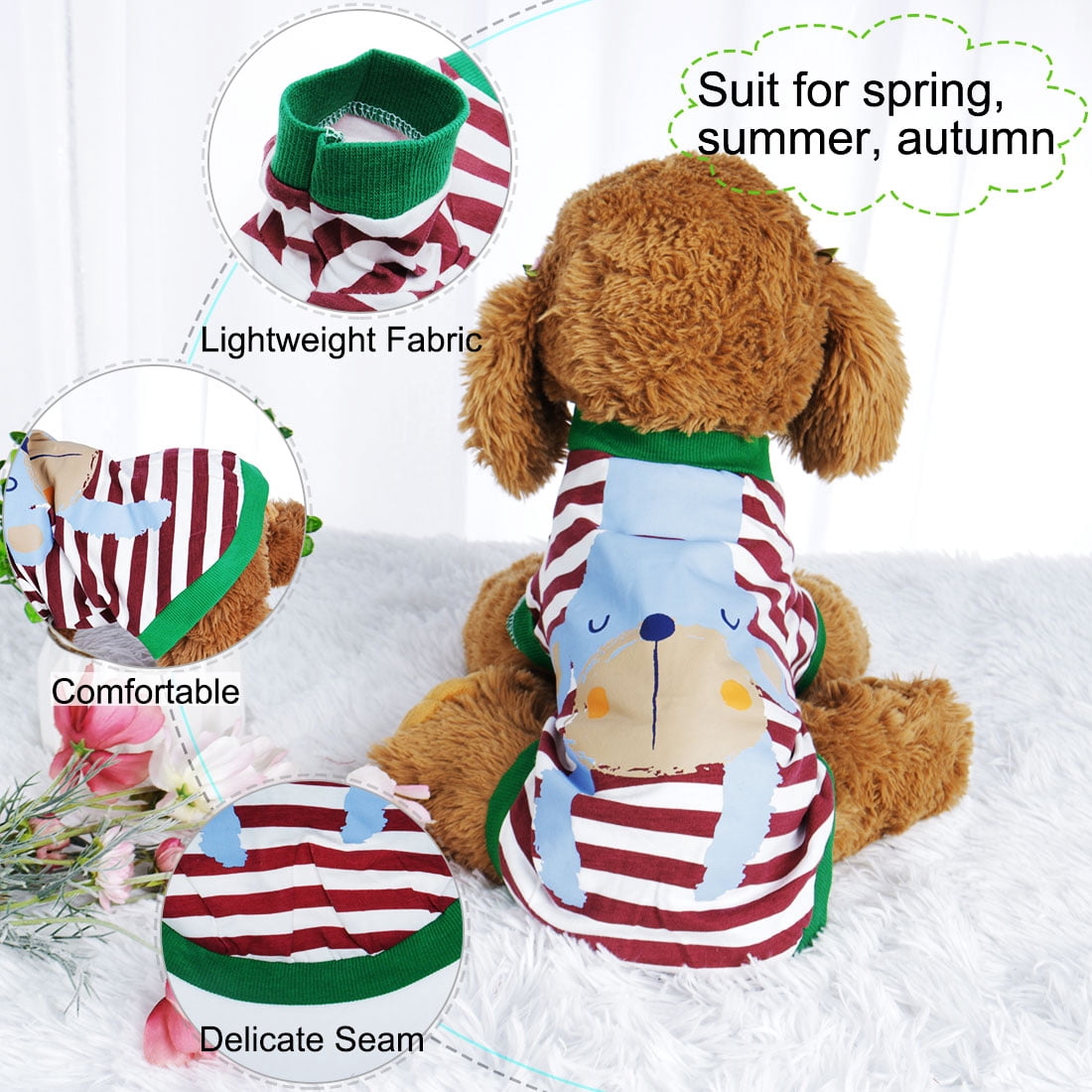 Unique Bargains Dog T Shirt Puppy Small Pet Sweatshirt Clothes Apparel Vest Clothing Red