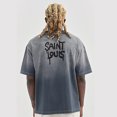 thumbnail image 2 of La camiseta vintage con estampado de grafiti floral de Saint Louis es moderna y versátil, de algodón puro lavado de manga corta de High Street, 2 of 6
