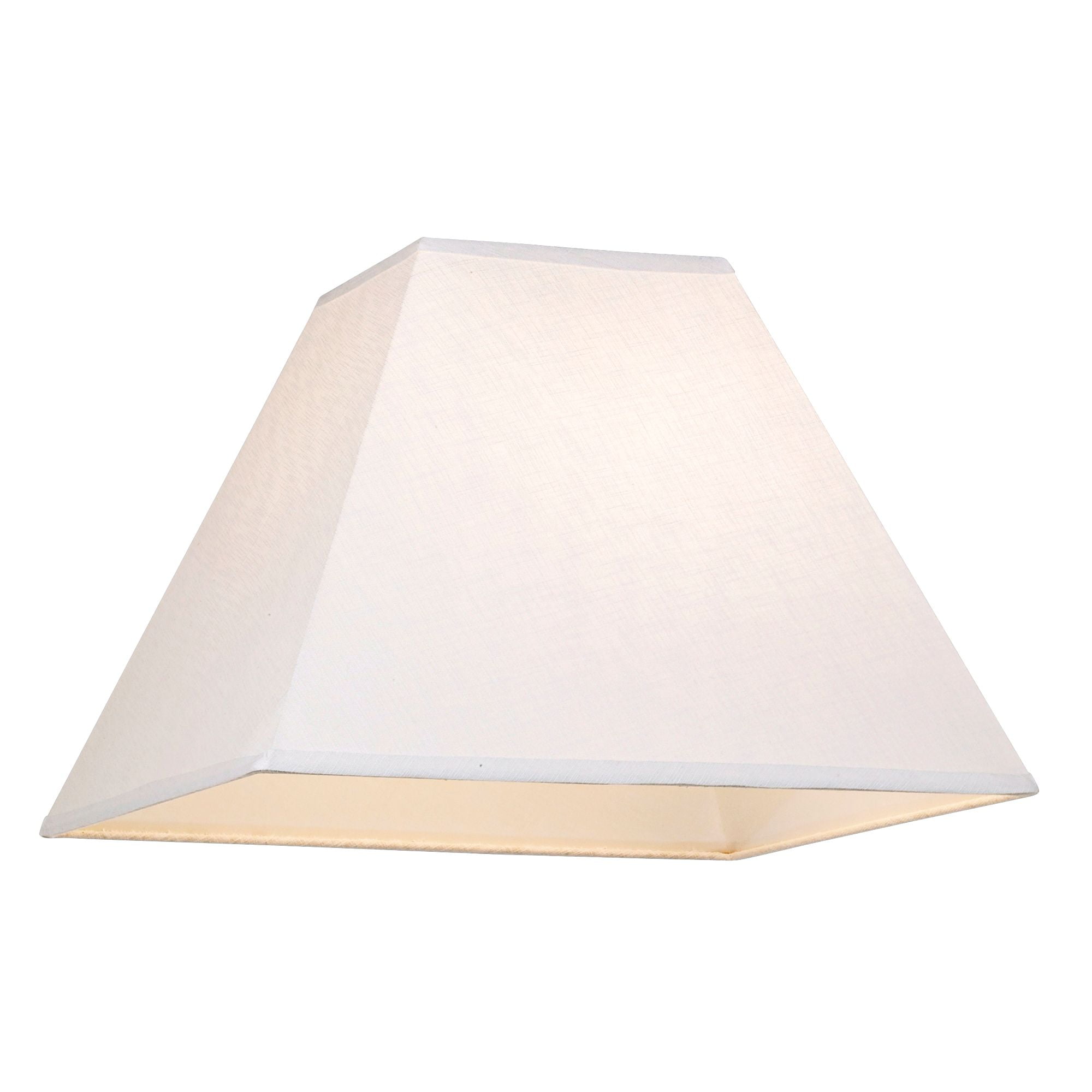 Springcrest White Linen Large Square Lamp Shade 7" Top x 17" Bottom x 13" Slant x 12" High (Spider) Replacement with Harp and Finial