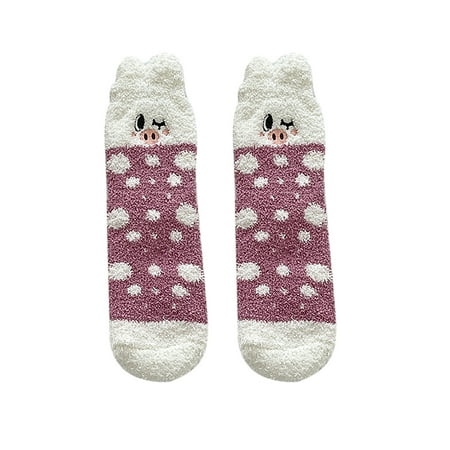 

Fesfesfes Clearance Women s Socks Girls Cute Coloer Stripe Wave Point Print Thicken Coral Fleece Keep Warm Socks Sox