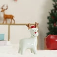 thumbnail image 3 of 2025 Ceramic Christmas Luminous Decoration - White Reindeer/Santa Figurine with Warm Light for Holiday Scene Decor, Night Light Ornament, 3 of 5