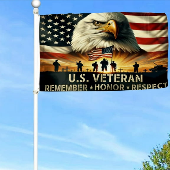 Bayyon U.S. Military Veteran Flag Banner with Grommets 3x5Feet Man cave Decor 8