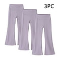 thumbnail image 2 of HAiming Girls 3PCS Flare Legging Casual Sports Trousers Soft Comfy Solid Color Yoga Hiking Athletic Pants, 2 of 9