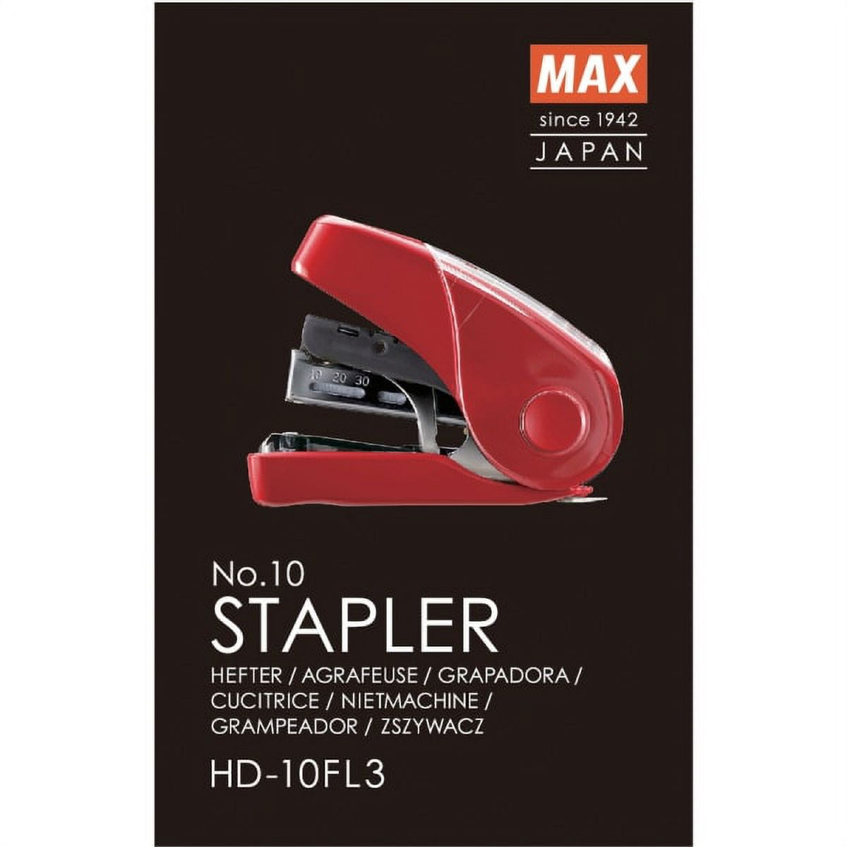MAX Flat Clinch Mini Stapler - Staples Upto 25 Sheet - Red - 1 Each