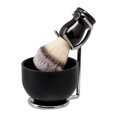 thumbnail image 1 of 3x kit de afeitar pincel de afeitado asino resistente tazón de afeitar práctico y soporte de cepillo 3 en 1 para padre marido regalo de hombre Negro, 1 of 8