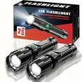 thumbnail image 3 of Two Ultra-Bright LED Flashlights, High-Lumen Tactical Flashlights with Three Modes, Zoomable, Portable Camping Flashlights for Outdoor Hiking And Home Emergencies, with Built-In Lithium Battery IP44, 3 of 12