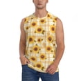 thumbnail image 1 of Fotbe Coffee Plaid Sunflower Men's Camiseta sin Mangas Estampada para Hombres, Playera Casual para Gimnasio, Entrenamiento, Playa-X-Large, 1 of 7