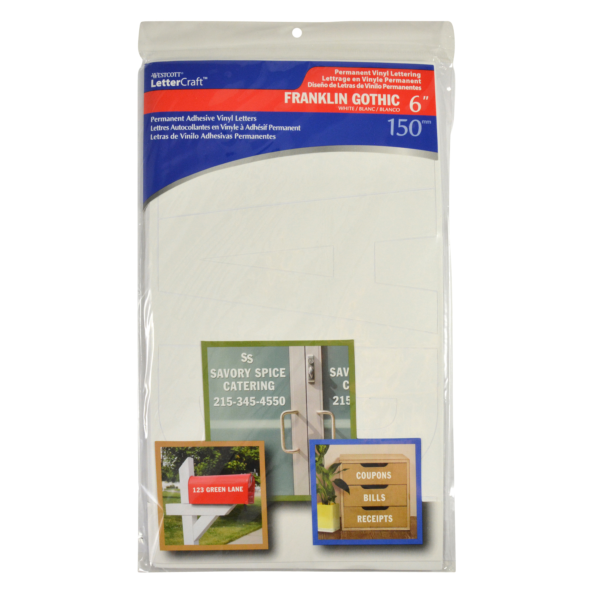 Westcott Franklin Goth 6 White Permanent Vinyl Lettering