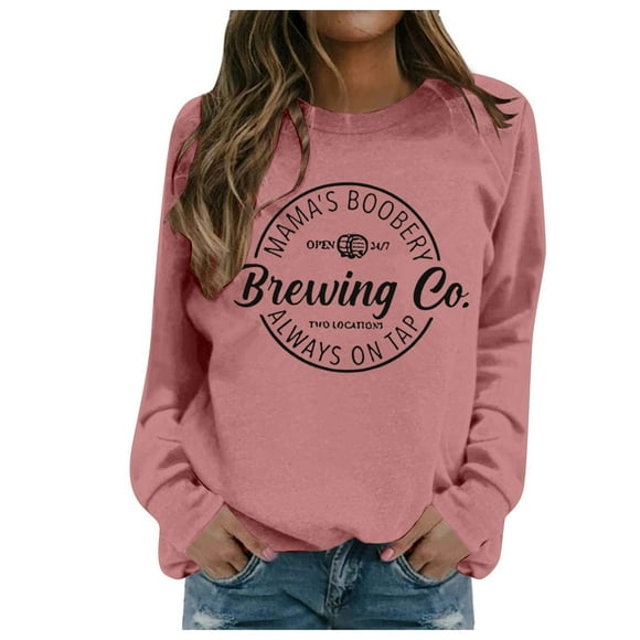 Women's Winter Fashion Sweatshirt Festive Christmas Print Round Neck Top Jackets Women Hoodie Big Sweatshirts Women Ladies Fashion Sweaters Hoodies with No Hood Color Long Sleeve Sweatshirt Hot