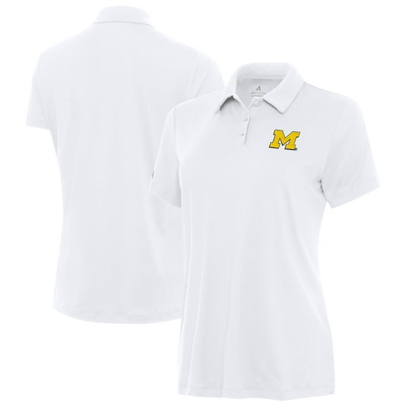 Women's Antigua White Michigan Wolverines Reprocess Polo