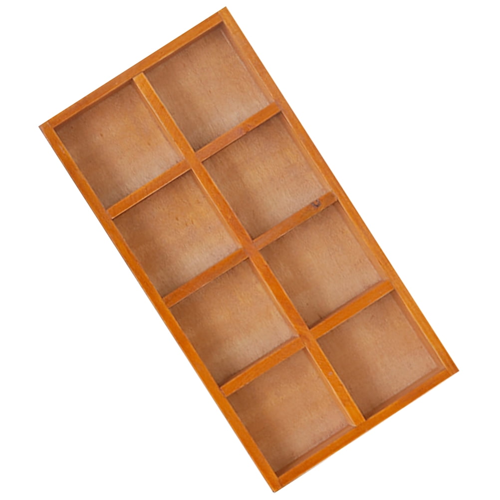 FRCOLOR 2pcs Wooden Tray Organizer 8 Compartment Organizer Wooden Chalk Case Decorative Wood Crate Jewelry Storage Key Holder Divided Box Desk Organizer Cosmetics Holder Box Storage Case