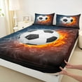 thumbnail image 3 of Castle Fairy Adults Female Men Soccer Gamer 4 Pieces Queen Sheet Sets,Sport Game Ultra Soft Flat Sheet,Abstract Lightning Queen Fitted Sheet,Luxury Bedroom Decor, 3 of 7