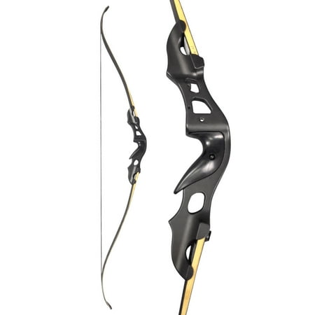 AME 60 inch Recurve Bow Arrow Set 15 inch Aluminum Riser 20-55 lbs Bamboo Core Archery Hunt(only bow-35lbs)
