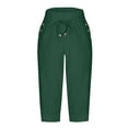 thumbnail image 6 of TANGQIOP Women'S Causal Pants Clothes Knit 3/4 Length Slim Elasticized High Waisted Drawstring Pocket Athletic Solid Color Capris Dark Green XXL, 6 of 6