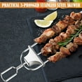 thumbnail image 3 of Deago 3 Pcs Skewers for Grilling- 14 Inch 3-prong Flat Stainless Steel BBQ Skewer with Push Bar- Reusable Metal BBQ Kabob Skewers Sticks, 3 of 8