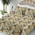 thumbnail image 3 of Ambesonne Floral Fitted & Flat Sheet with Shams 4 Pcs Set, Summer Flowers Print Retro, Calking, Dark Yellow and Grey, 3 of 5