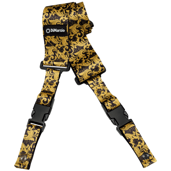 DiMarzio Steve Vai UtoPIA ClipLock 2" Guitar Strap - BLACK/GOLD, #DD2250