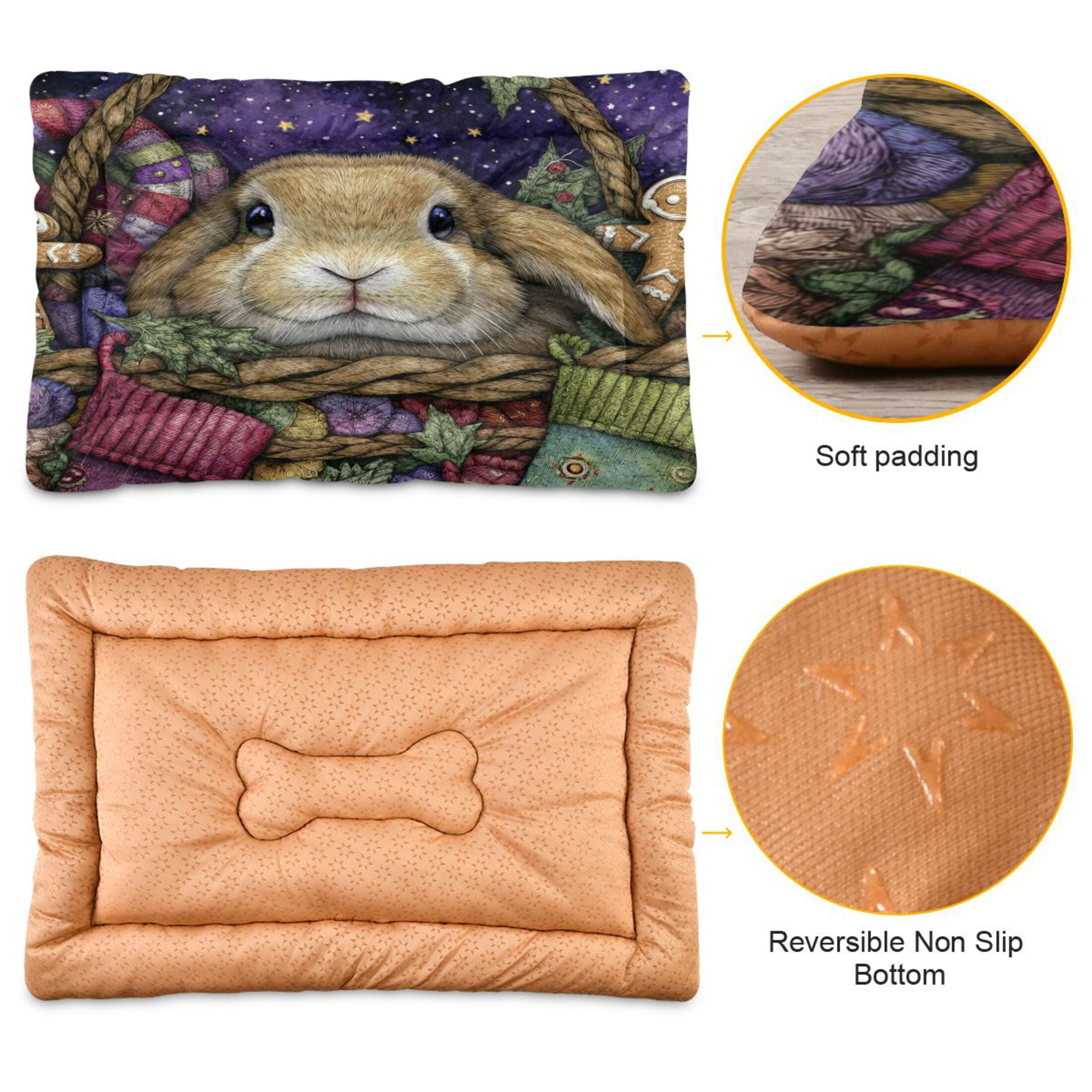 Qxltty Gingerbread Rabbit Ped Pad Wear-resistant and Hard to Bite Through Sleeping Pad for Small Medium Large Dogs Winter Pet Bed 36×24in