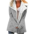 thumbnail image 2 of Weiqiqre Women's Tops Winter Warm Jean Jacket Stand Collar Wool Liner Sherpa Denim Coats Thicker Outerwear with Pockets, 2 of 5