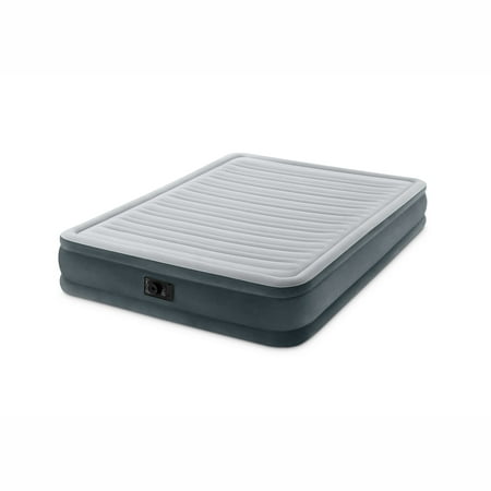 Intex PVC Dura-Beam Series Mid Rise Airbed with Built In Electric Pump, Queen
