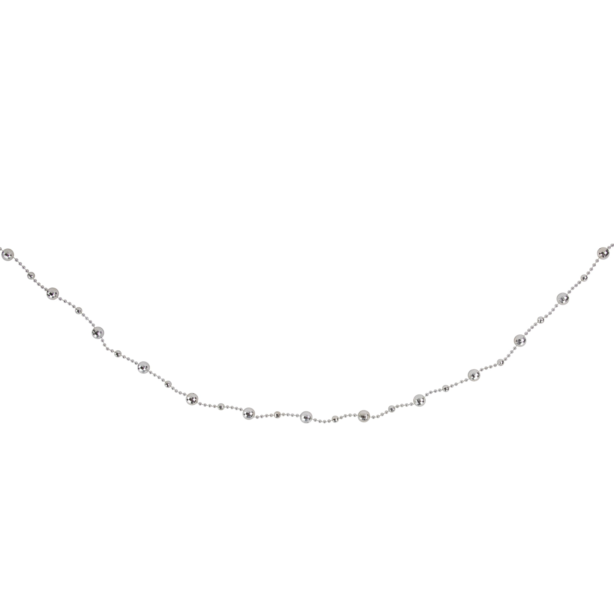 15' x .50" Shiny Silver Mirrored Disco Ball Beaded Christmas Garland