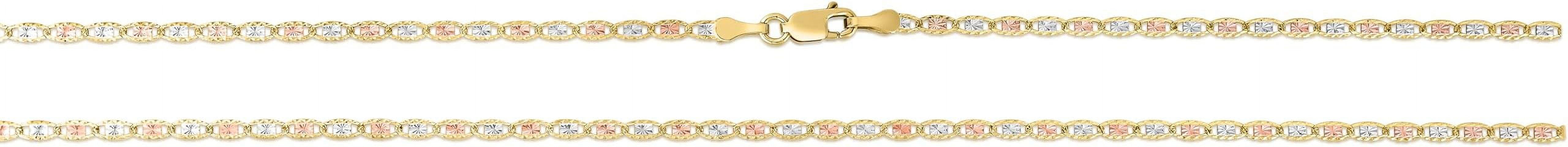 Floreo 10k Tri-Color Gold 2.1mm Valentino Link Chain Necklace