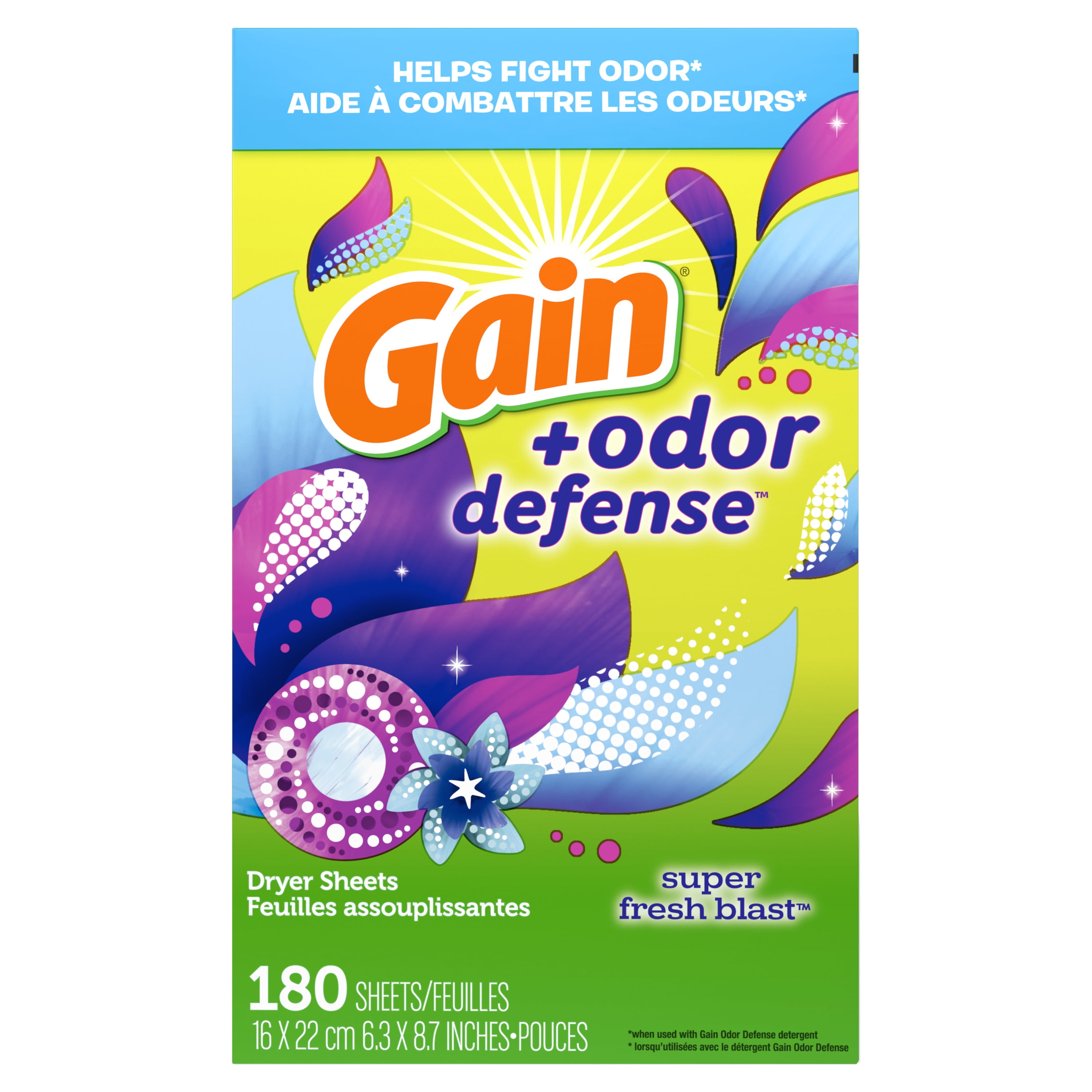 Gain Odor Defense Super Fresh Blast Scent Dryer Sheets (240-Count)  003077205048 - The Home Depot