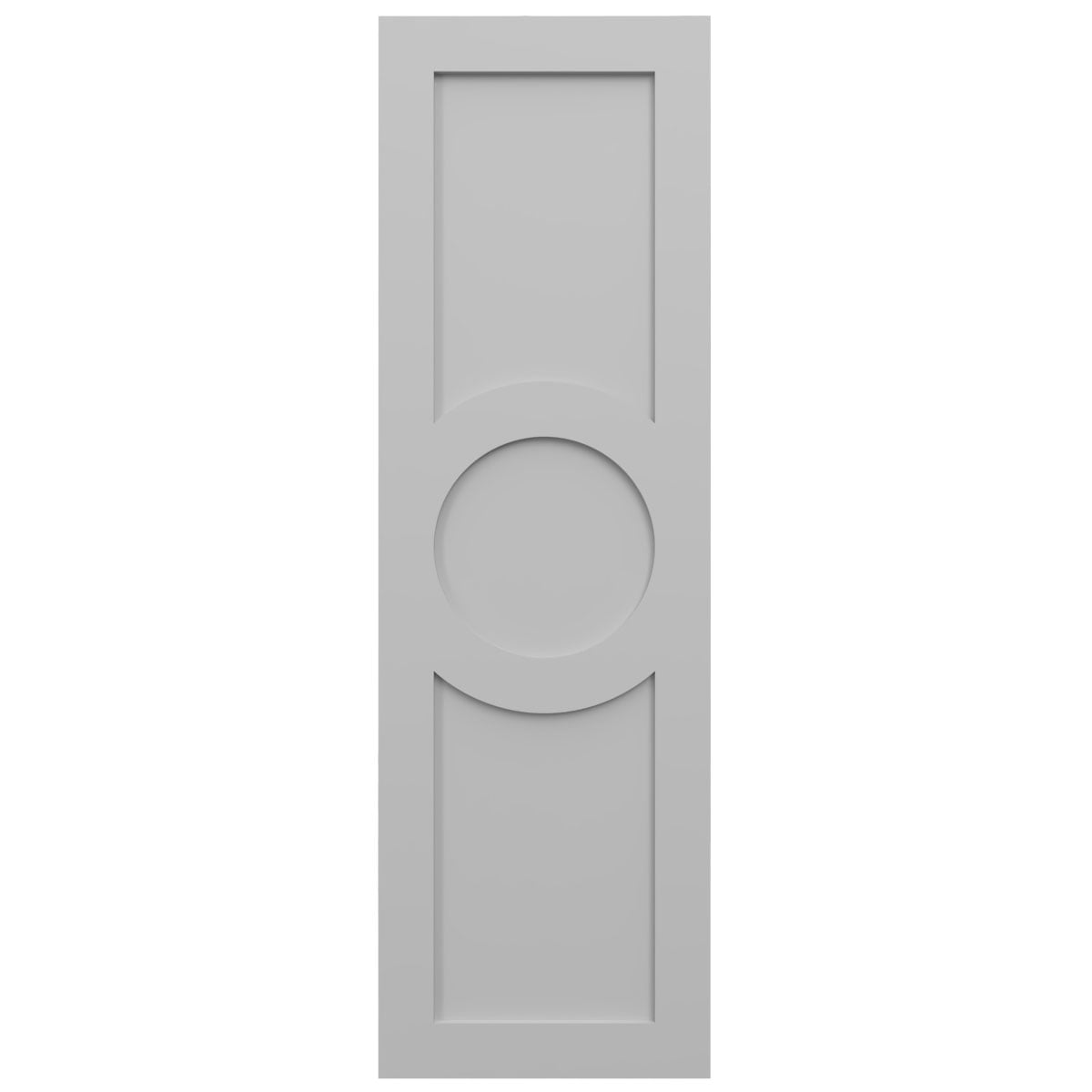 Ekena Millwork 12"W x 78"H True Fit PVC Center Circle Arts & Crafts Fixed Mount Shutters, Primed (Per Pair - Hardware Not Included)