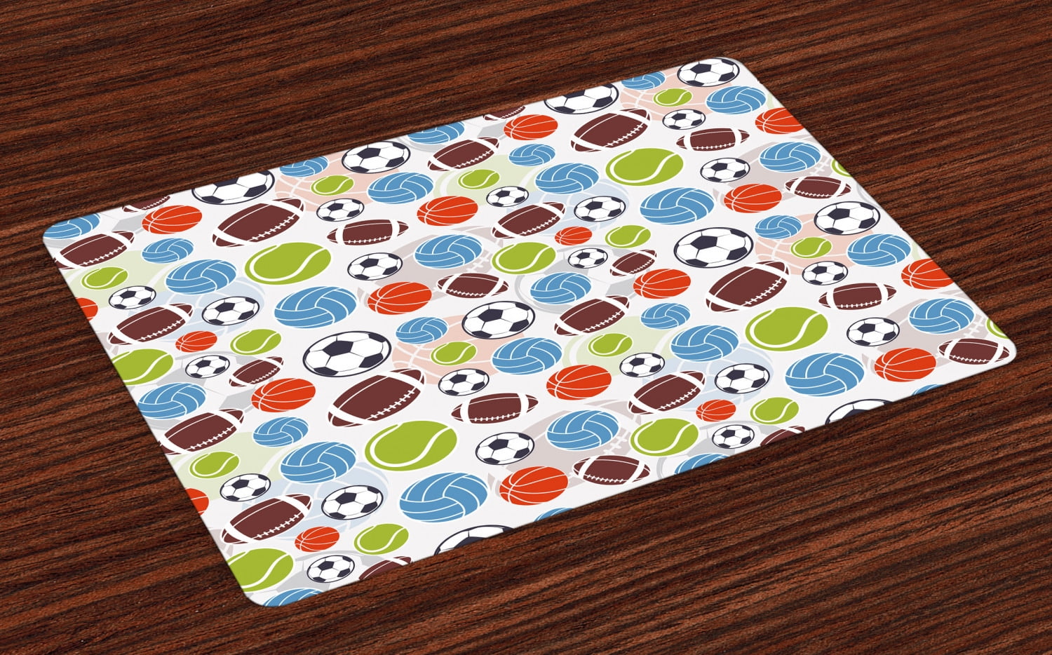 Sport Placemats Set of 4 Sports Balls Pattern Abstract Basketball