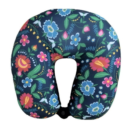 Bookisbunny Ultralight Micro Beads U Shaped Travel Neck Pillow Head Airplane Flower Print Sleep Support (The Best Travel Pillow For Airplanes)