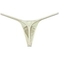 thumbnail image 2 of Botmois Men Solid Low Rise Underwear Tangas Mini Touch Feeling Slim Pouch T-Back Silk Shiny Thong Flesh XL, 2 of 3