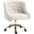 thumbnail image 3 of Pemberly Row Chaise de Bureau Pivotante Réglable Contemporaine en Velours, Crème, 3 of 6