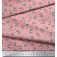 thumbnail image 2 of Soimoi Pink Cotton Voile Fabric Teddy Bear & Leaves Kids Fabric Prints By Yard 58 Inch Wide, 2 of 3