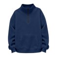 thumbnail image 5 of Kids Girl Sweatshirts Long Sleeve Shirts Navy Round Neck Quarter Zipper Fall Outfit Sweatshirt For Girls 5-14 Years, 5 of 5