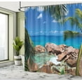 thumbnail image 5 of Ambesonne Turquoise Shower Curtain, Palm Tree Coastline, 69"Wx84"L, Turquoise, 5 of 5