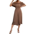thumbnail image 2 of Orqqct Women Off The Shoulder Pleated Ruffle Romper Spaghetti Strap Jumpsuits, 2 of 4