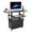 Black, variant on Adjustable Height Mobile AV Utility Cart – Locking Cabinet, Keyboard Tray, Power Strip, Steel Shelves – Rolling Office Equipment Cart